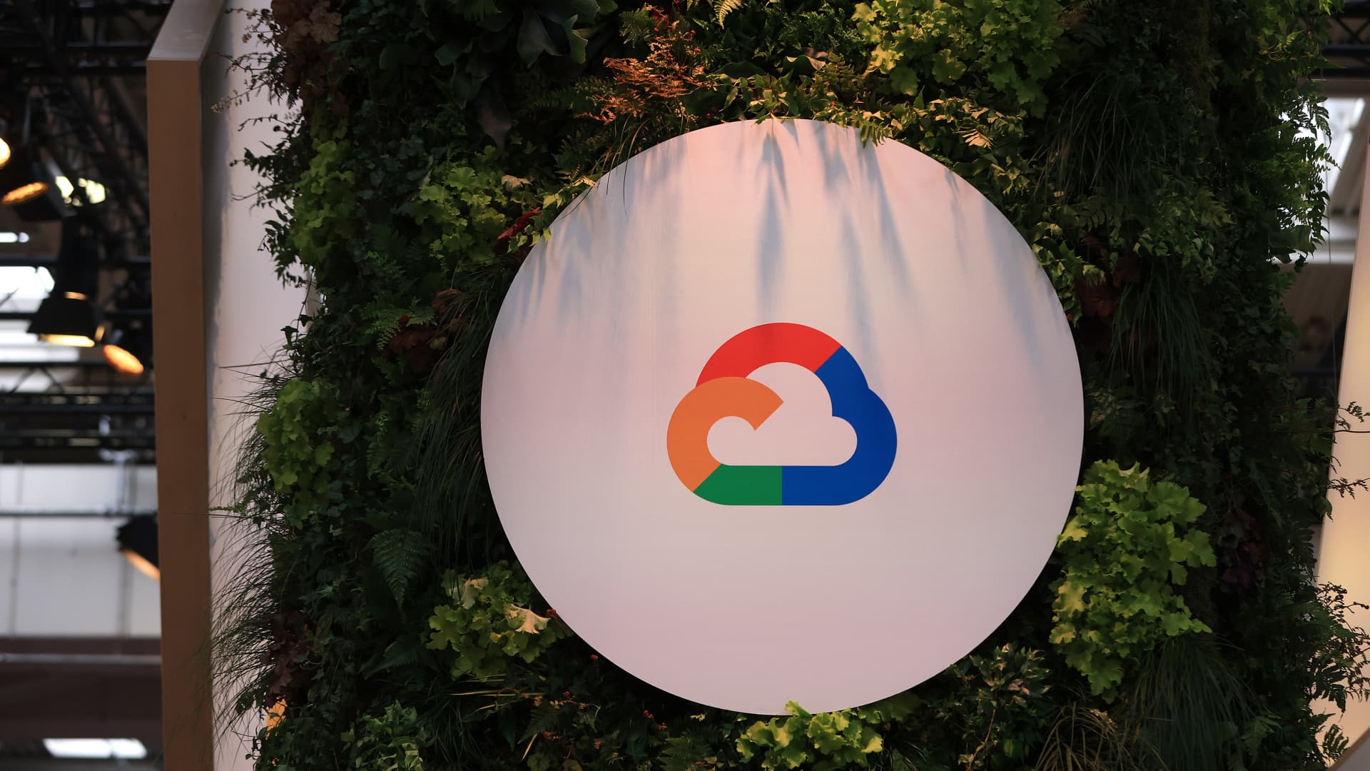A Google Cloud logo at the Hannover Messe industrial technology fair in Hanover, Germany, on Thursday, April 20, 2023.