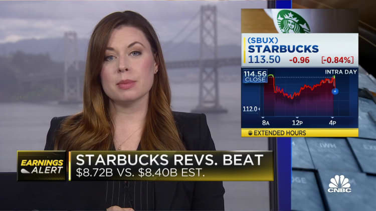Starbucks beats on earnings as China reverses same-store sales declines