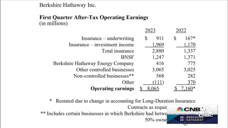 Warren Buffett breaks down Berkshire operating earnings as cash hoard tops $130 billion