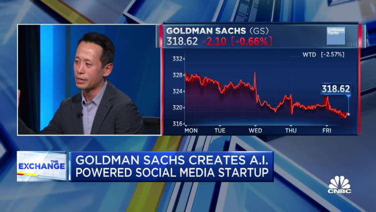 Goldman Sachs creates A.I.-powered social media start-up