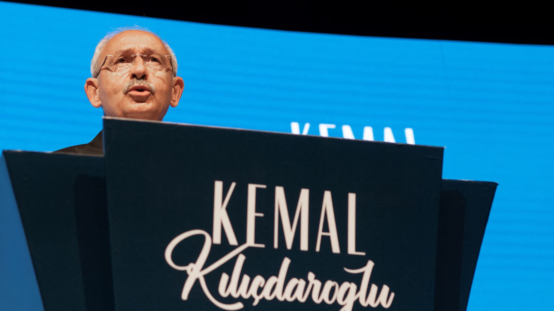 Kemal Kilicdaroglu, the 74-year-old leader of the center-left, pro-secular Republican People's Party, or CHP, delivers a press conference in Ankara on May 15, 2023.