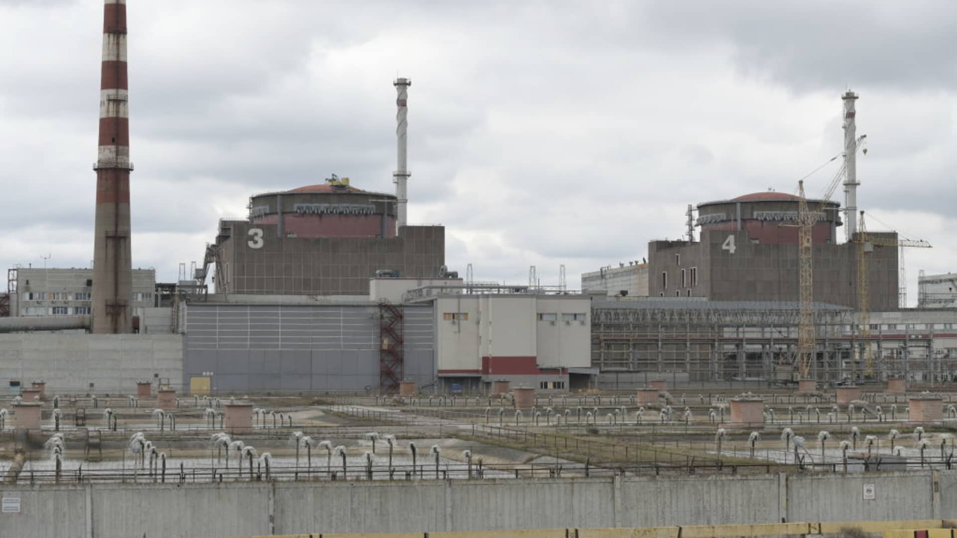 Energoatom said on Telegram that the latest outage at the Zaporizhzhia Nuclear Power Plant (seen here in March), the seventh since the start of the war, was due to Russian shelling of an external power line.