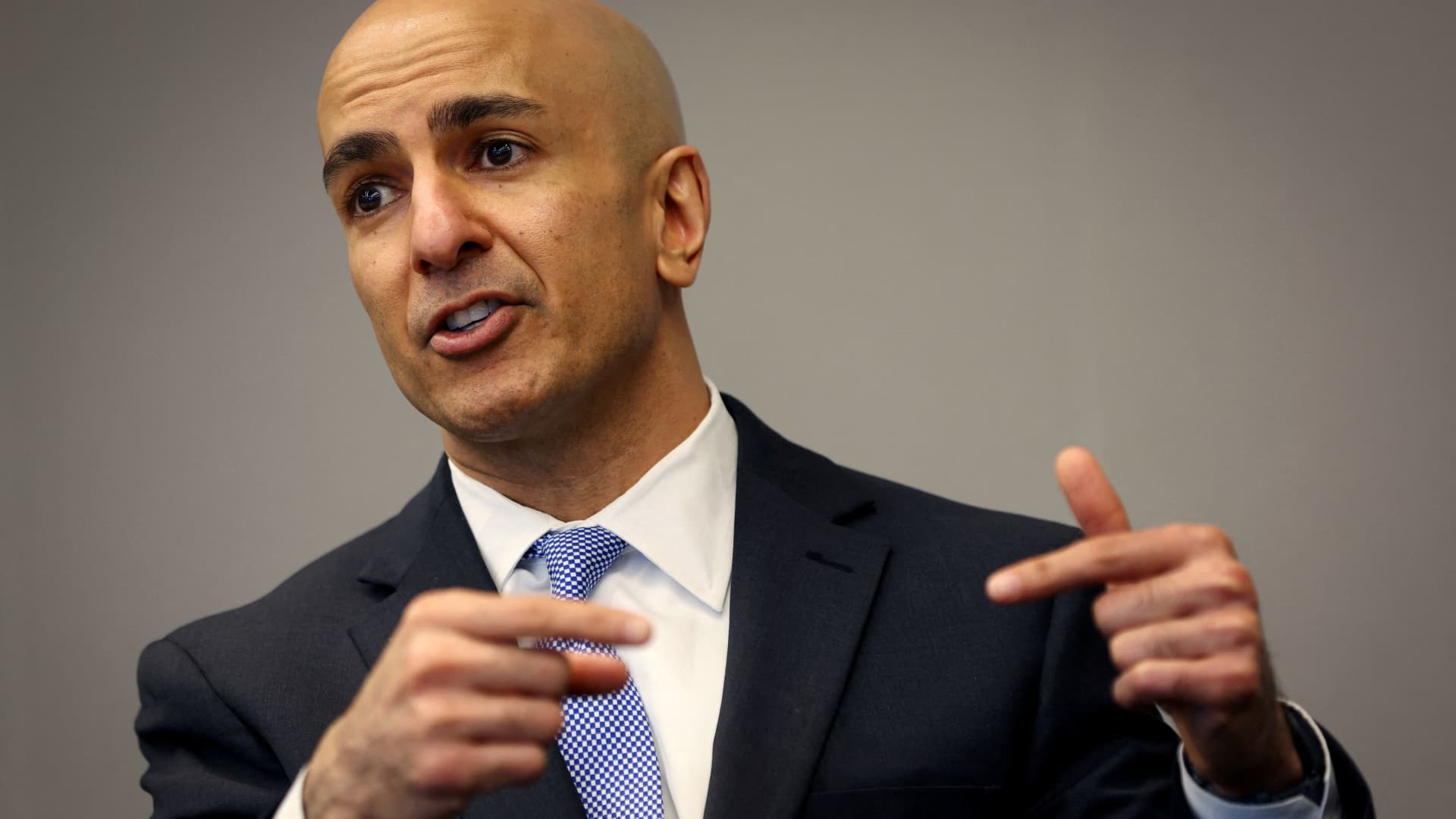 Neel Kashkari, President and CEO of the Federal Reserve Bank of Minneapolis, speaks during an interview with Reuters in New York City, New York, May 22, 2023.