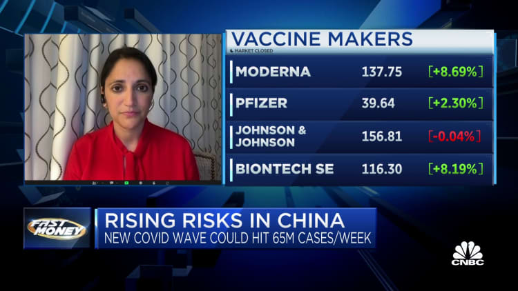 Report of new COVID wave in China pushes shares of vaccine makers higher