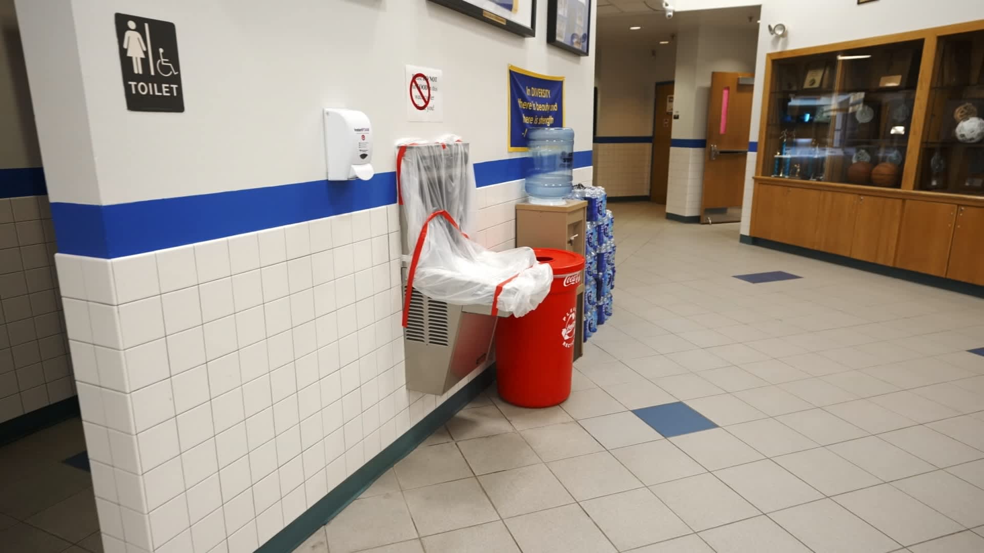 A fountain at Hermon High School in Maine is taped shut after the water tested over the state's safety limit for PFAS chemicals.