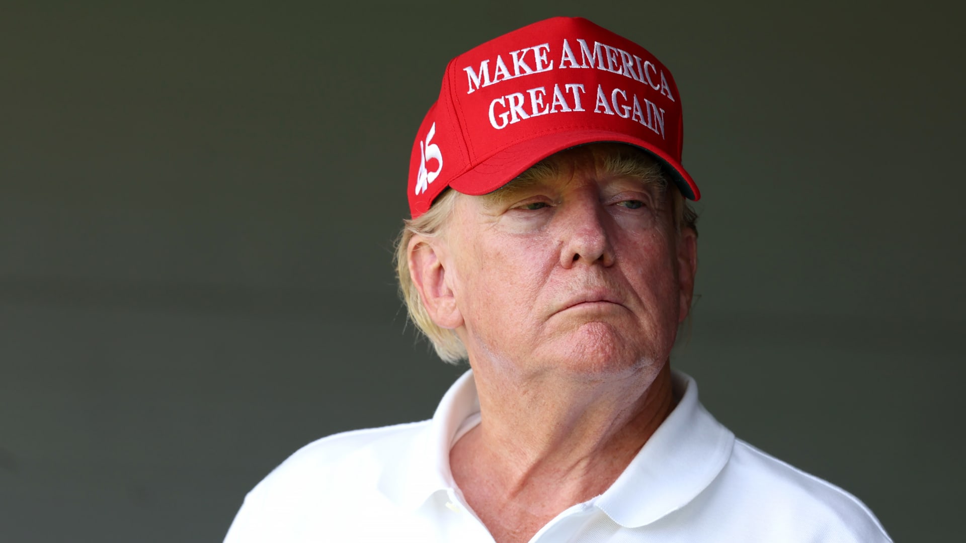 Former U.S. President Donald Trump visits the driving range, meets fans and watches round 2 of LIV Golf DC at the Trump National Golf Club, Washington, D.C., in Sterling, Virginia, May 27, 2023.