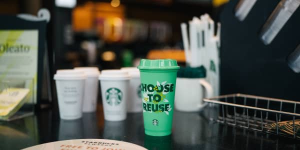 Starbucks' iconic coffee cup has a climate problem as mobile, drive-thru orders boom