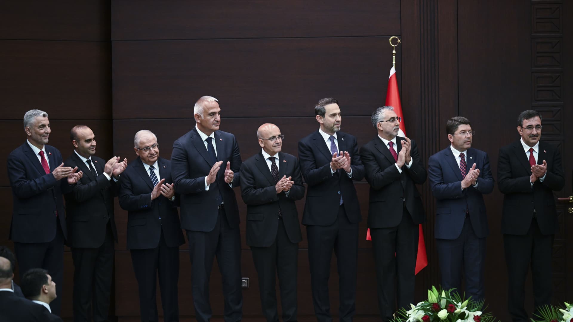 Turkish President Recep Tayyip Erdogan's new Cabinet at the Cankaya Palace.