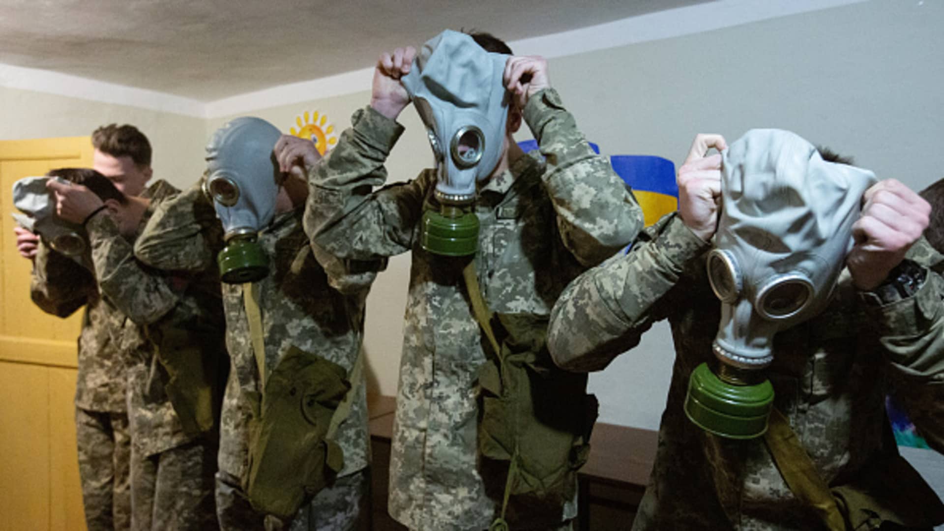 Young military cadets take part at a military competition at the cadet lyceum in Kyiv, Ukraine, on June 6, 2023.