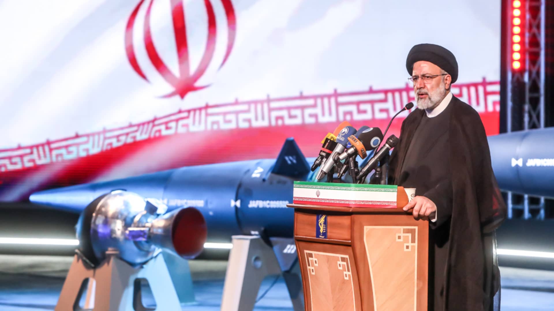 Iran presents its first hypersonic ballistic missile 'Fattah' (Conqueror) in an event attended by President Ebrahim Raisi and other government officials in Tehran, Iran on June 06, 2023.