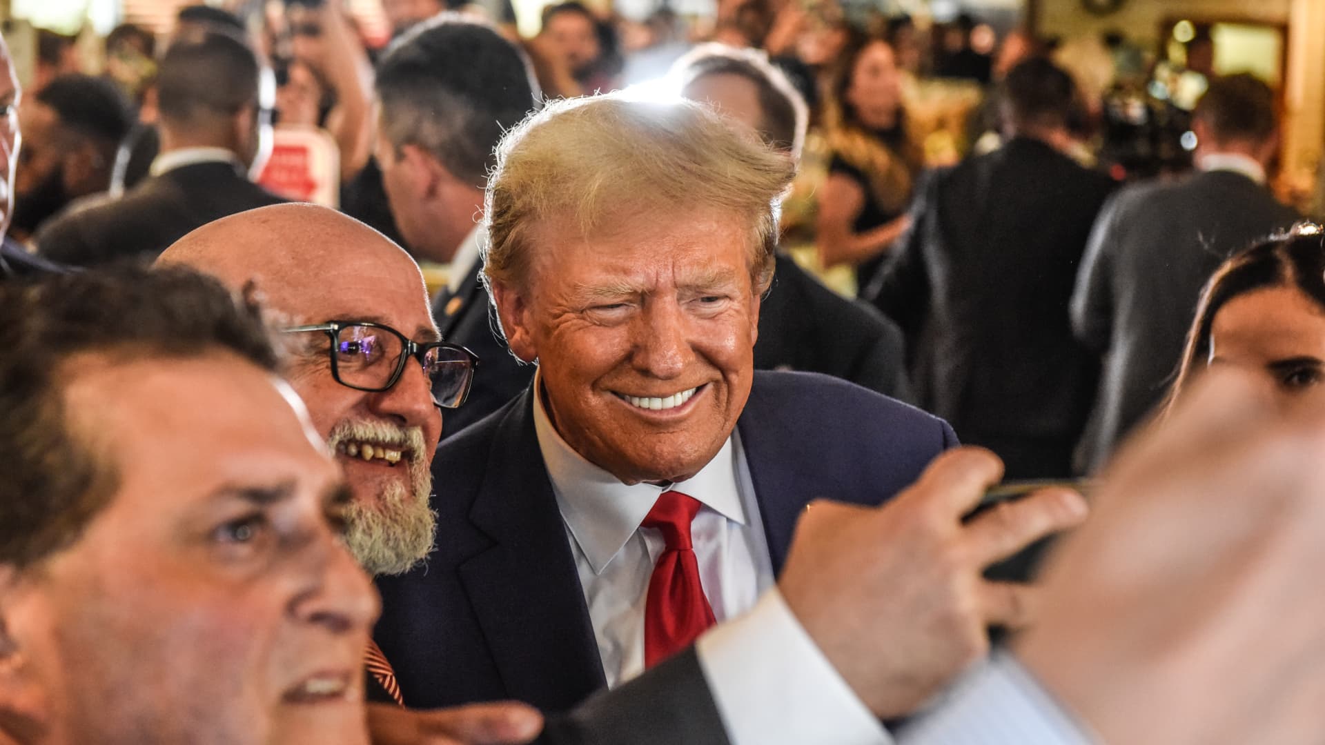 Former U.S. President Donald Trump visits the Versailles restaurant in the Little Havana neighborhood after being arraigned at the Wilkie D. Ferguson Jr. United States Federal Courthouse on June 13, 2023 in Miami, Florida. 