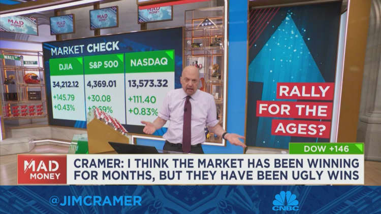 The market has been winning for months, but they were ugly wins, says Jim Cramer