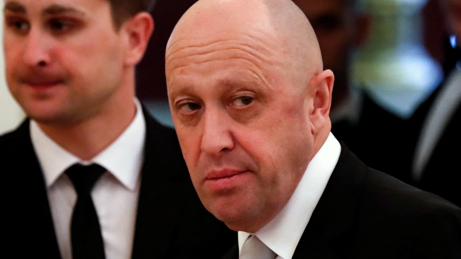 This picture taken on July 4, 2017 shows Russian businessman Yevgeny Prigozhin prior to a meeting with business leaders held by Russian and Chinese presidents at the Kremlin in Moscow. (