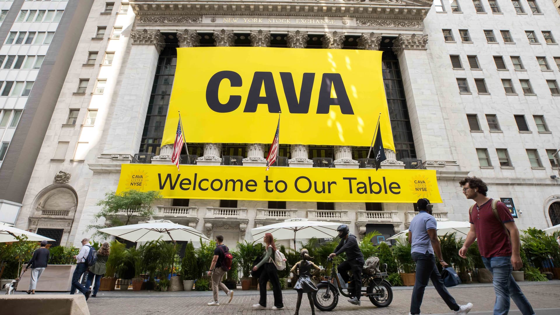 CAVA, at the New York Stock Exchange during its initial public offering, June 14, 2023.