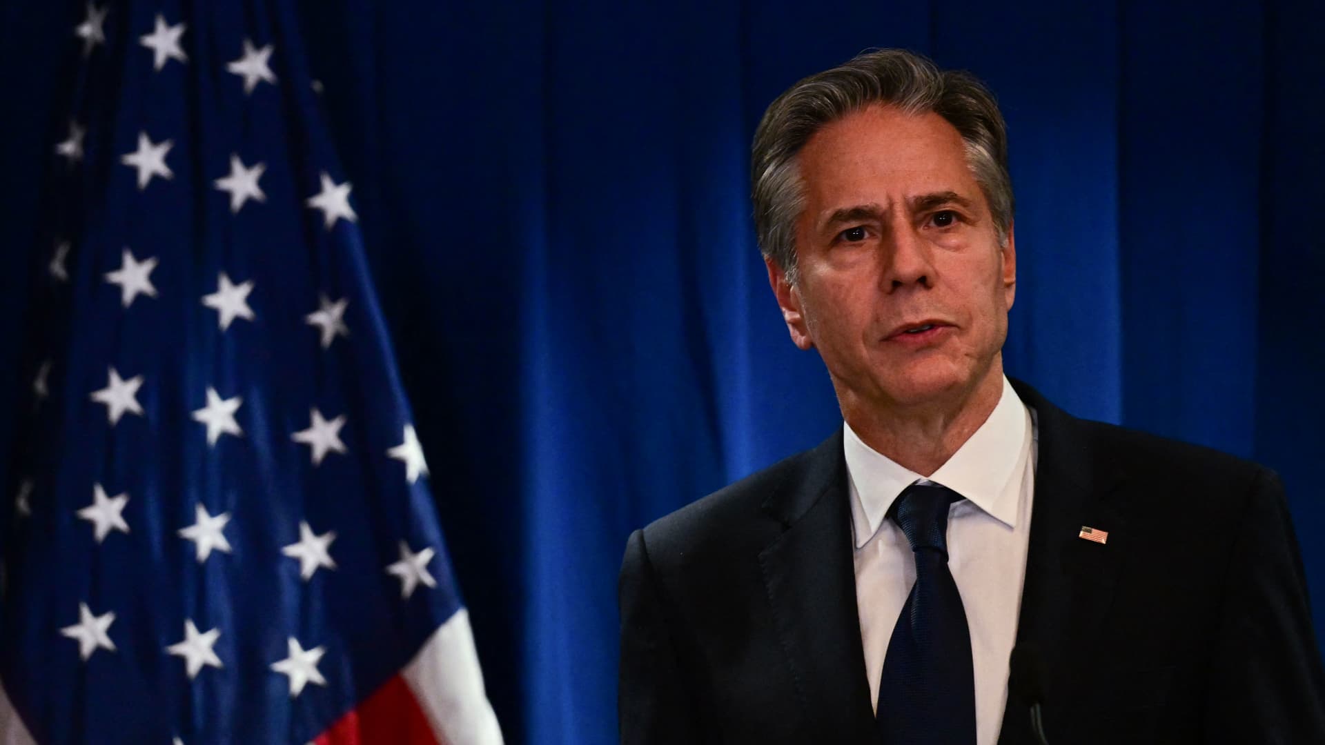 US Secretary of State Antony Blinken speaks during a press conference at the Beijing American Center of the US Embassy in Beijing on June 19, 2023.