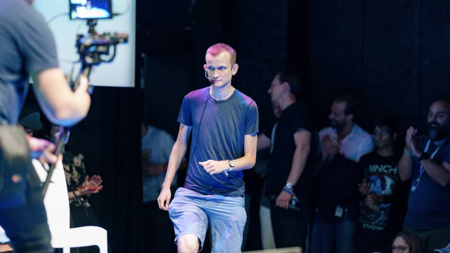 Ethereum co-founder Vitalik Buterin speaks at ETHPrague 2023, an international conference drawing crypto developers from around the world.