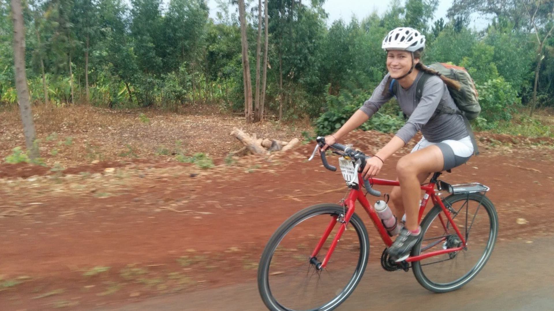 Leah Ellis bikes in Africa.
