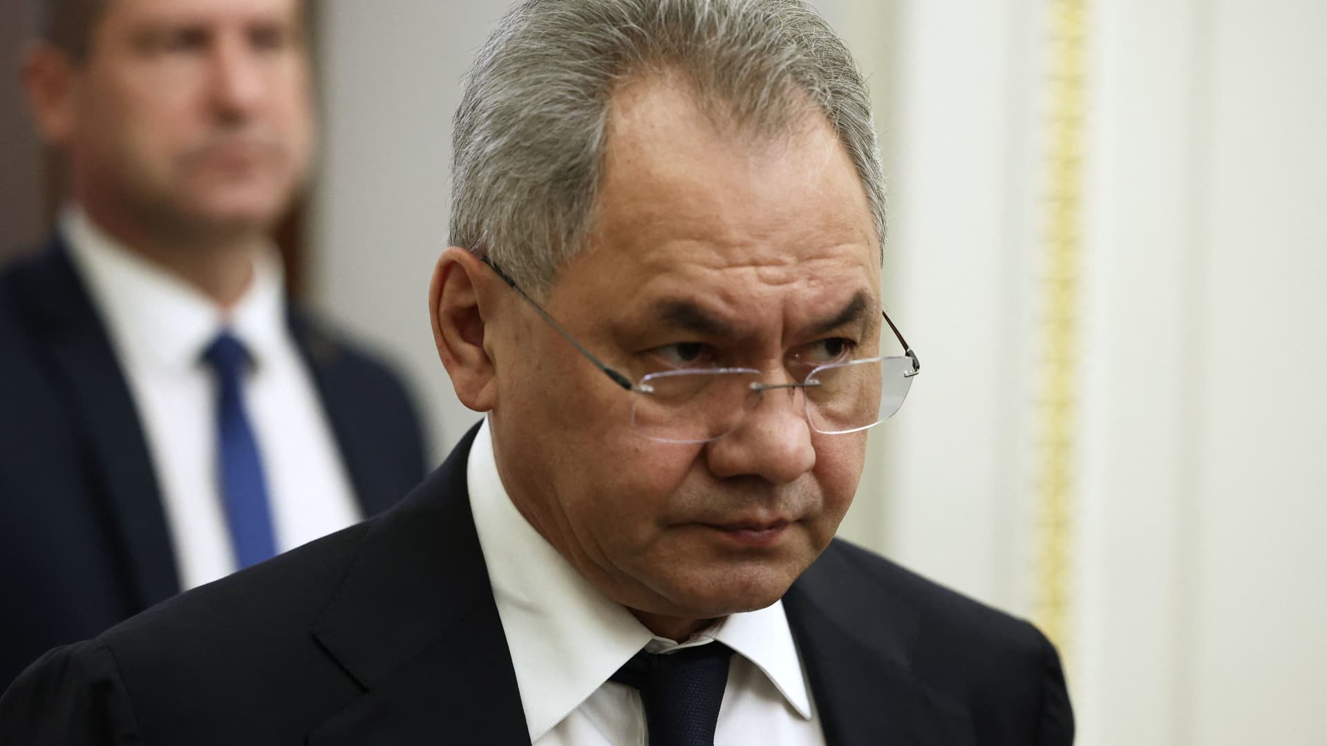 Russian Defence Minister Sergei Shoigu attends a meeting of President Vladimir Putin with the country's top security officials in Moscow on June 26, 2023. 