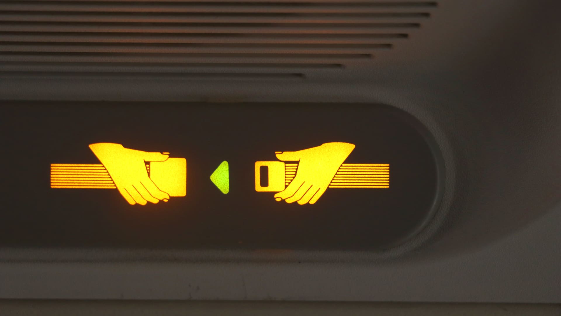 Aircraft passengers are required to fasten their seatbelt when the sign is illuminated, and advised to keep it secured for the duration of a flight.