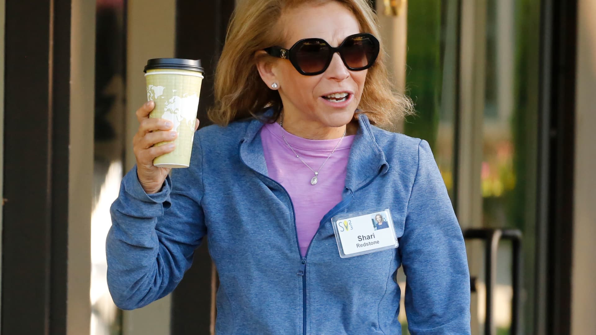 Shari Redstone, president of National Amusements and controlling shareholder of Paramount Global, walks to a morning session at the Allen & Company Sun Valley Conference in Sun Valley, Idaho, July 12, 2023.