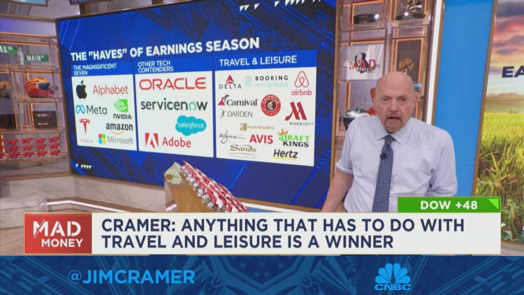 Anything that has to do with travel and leisure is a winner this earnings season, says Jim Cramer
