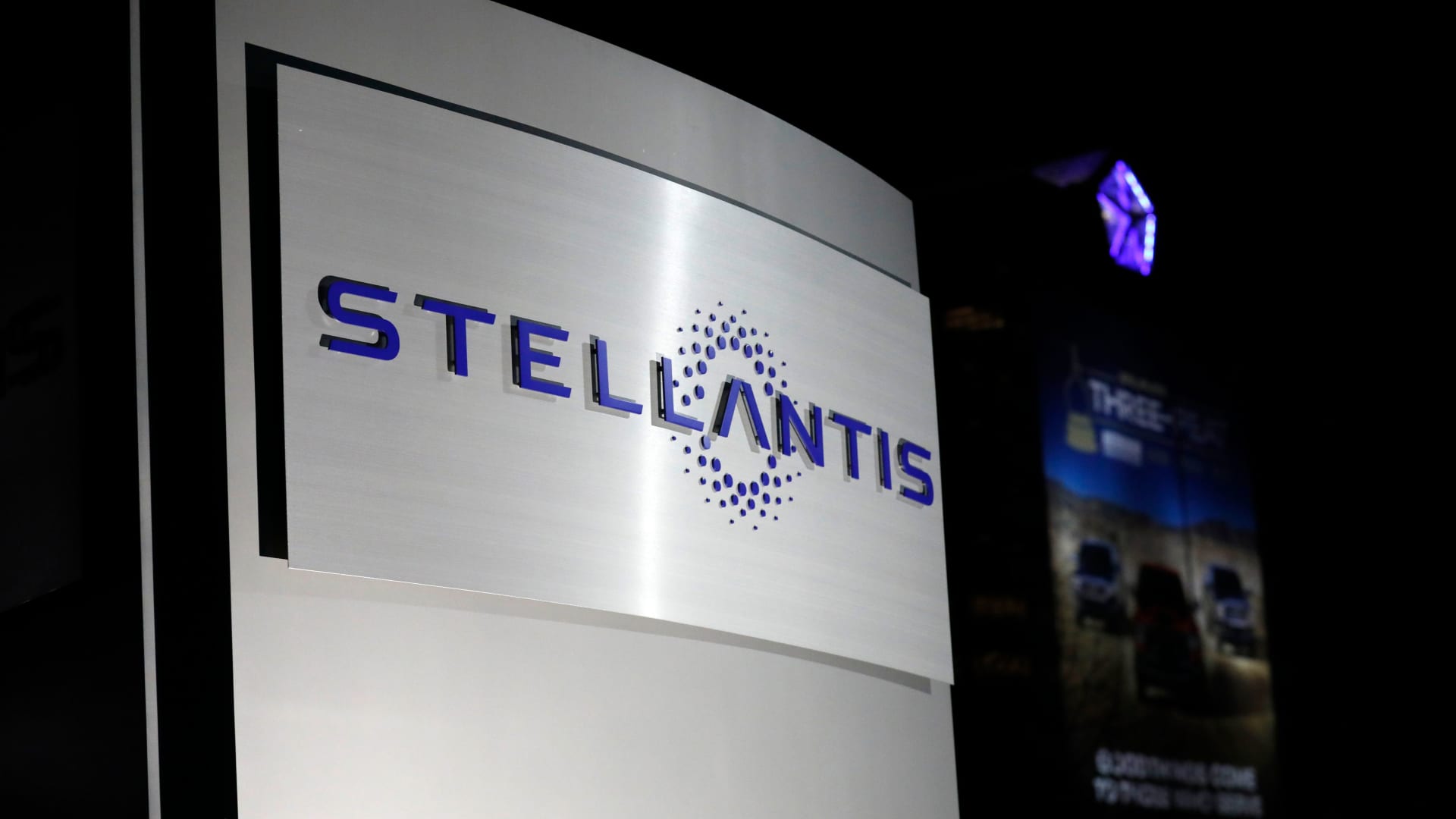 The sign is seen outside of the FCA US LLC Headquarters and Technology Center as it is changed to Stellantis on January 19, 2021 in Auburn Hills, Michigan.