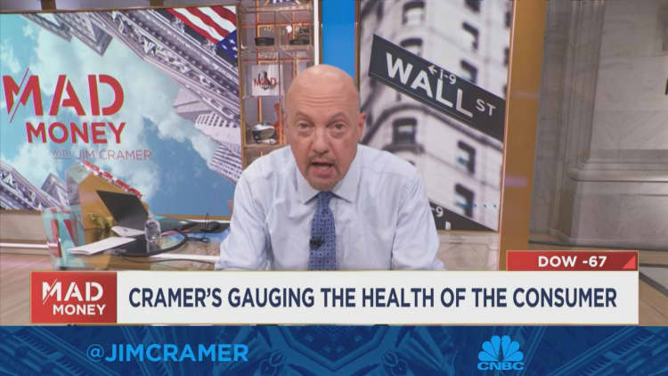 The market is reacting to every twist and turn of the consumer, says Jim Cramer