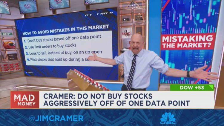 Don't buy stocks on a data point that's not a surprise, says Jim Cramer