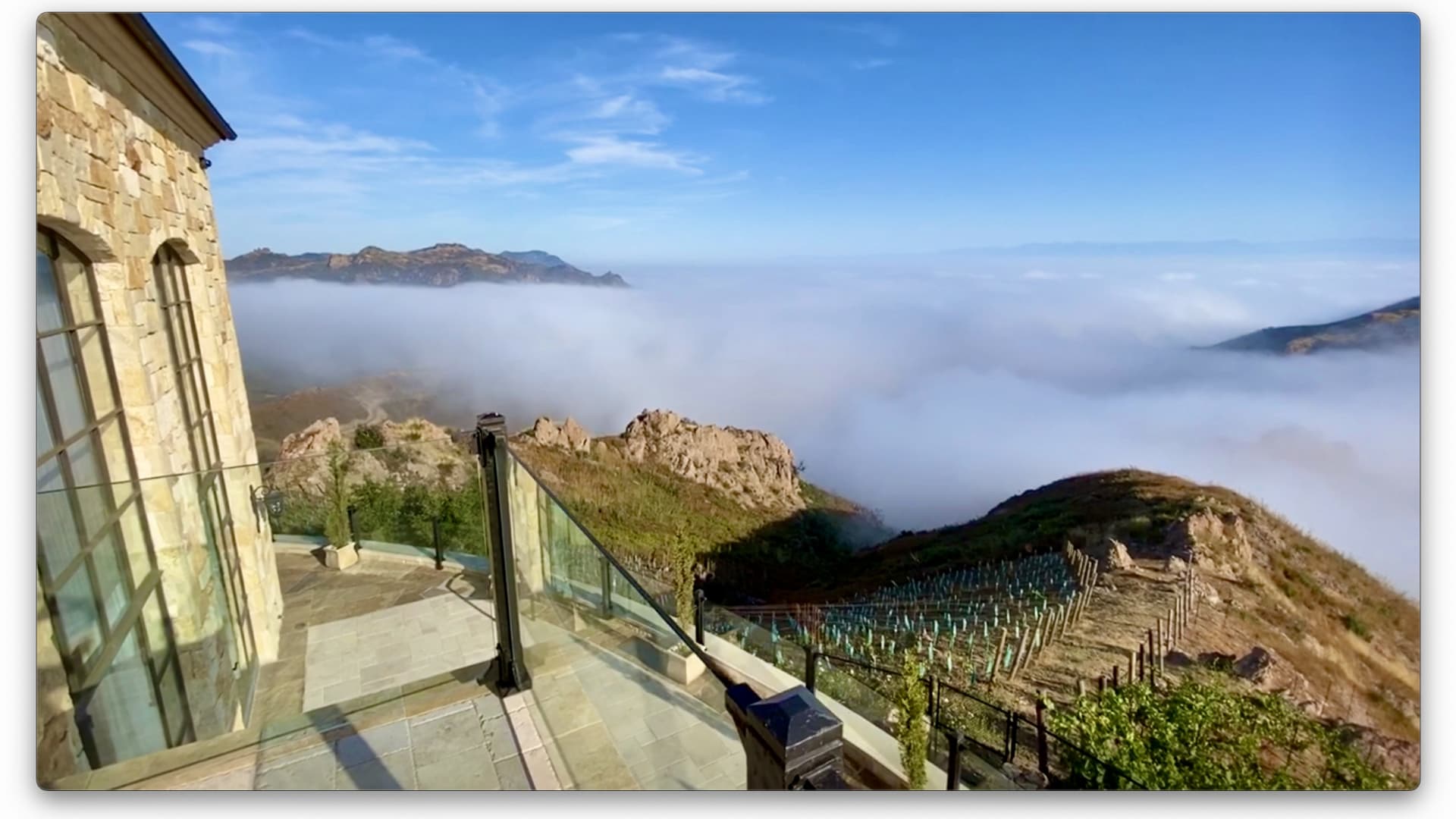 The view at 2,000 feet sometimes puts the villa high above the clouds.