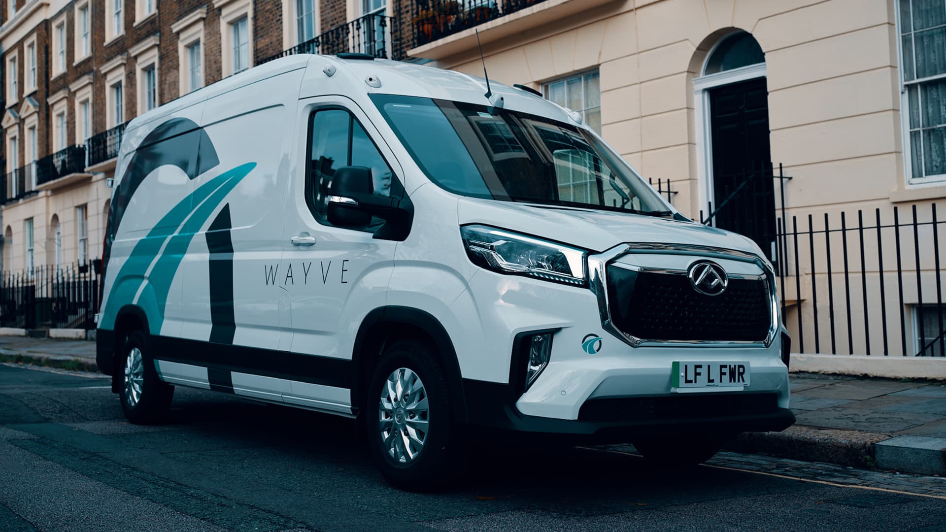 A delivery van outfitted with Wayve's autonomous driving software is part of the fleet of vehicles making grocery deliveries across London.
