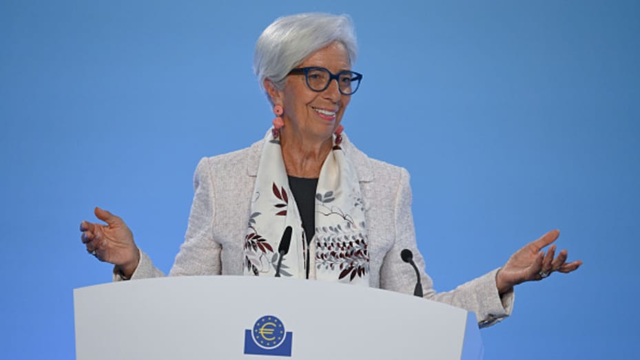 Christine Lagarde, presidenta del Banco Central Europeo (BCE), habla durante una conferencia de prensa del BCE en julio.