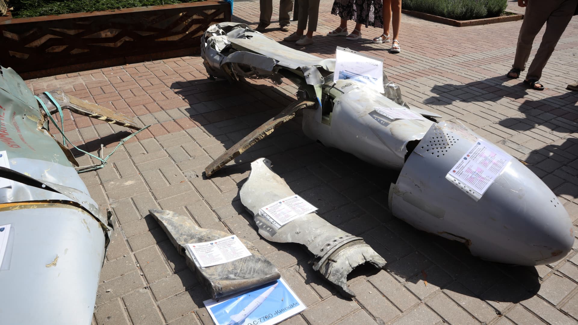 Destroyed missiles that were aimed at civilian and infrastructure objects of Ukraine are displayed here. 