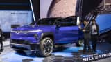 A 2024 Chevrolet Silverado EV RST all-electric pickup truck on display at the International Auto Show at the Jacob Javits Convention Center in New York on April 13, 2022.