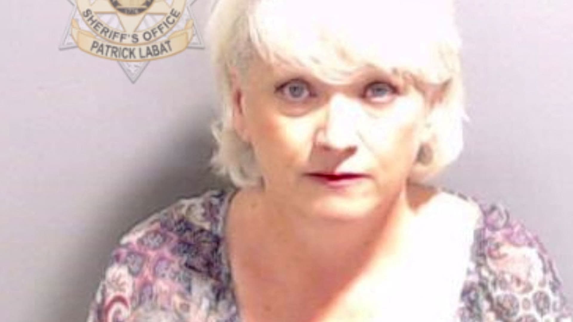Former Georgia Republican Party leader Cathy Latham is shown in a police booking mugshot released by the Fulton County Sheriff's Office, Atlanta, Aug. 22, 2023.