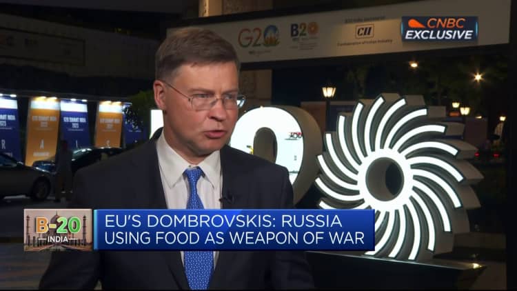 EU Trade Commissioner Dombrovskis: Russia is using food as a 'weapon of war'