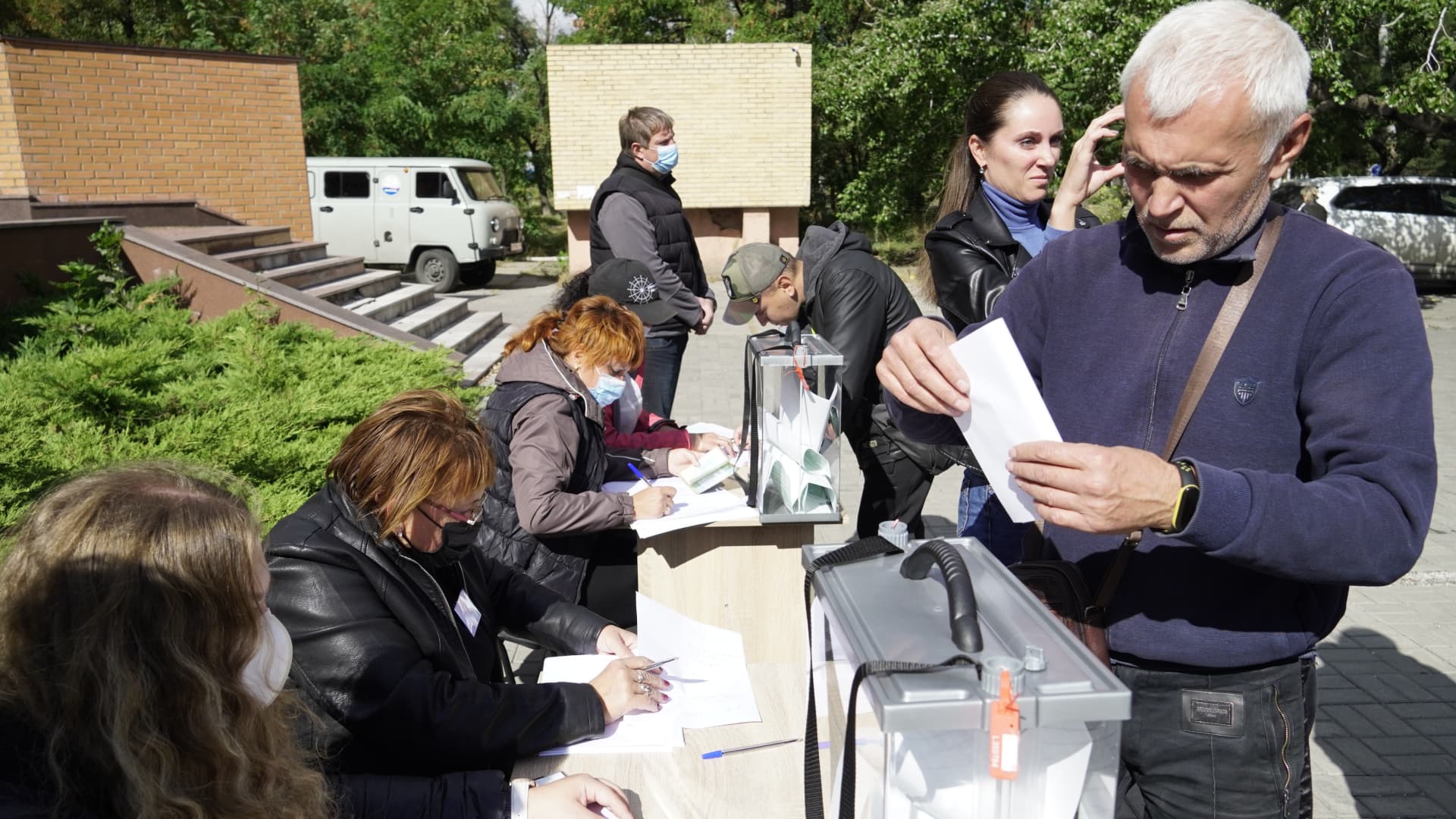 Russia holds elections in illegally occupied parts of Ukraine, including Donetsk, Luhansk, Zaporizhzhia and Kherson.
