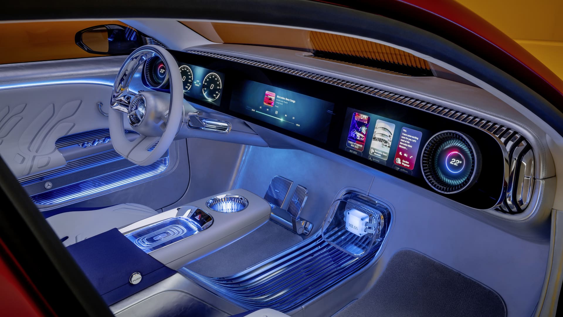 Mercedes said it focused on digitizing the interior of the Concept CLA Class. This includes a virtual assistant and support for third-party apps.