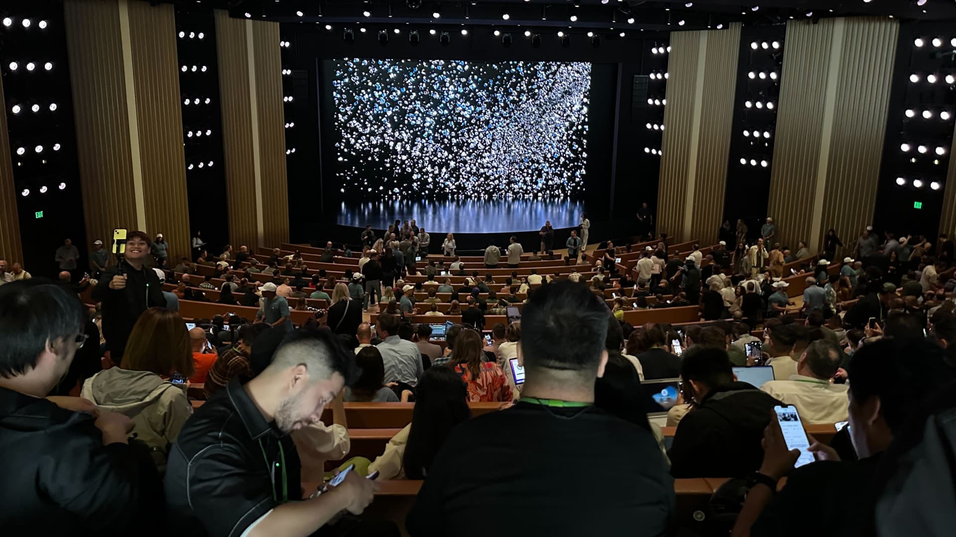 Attendees seated at the Steve Jobs Theater in Cupertino, California, Sept. 12, 2023.