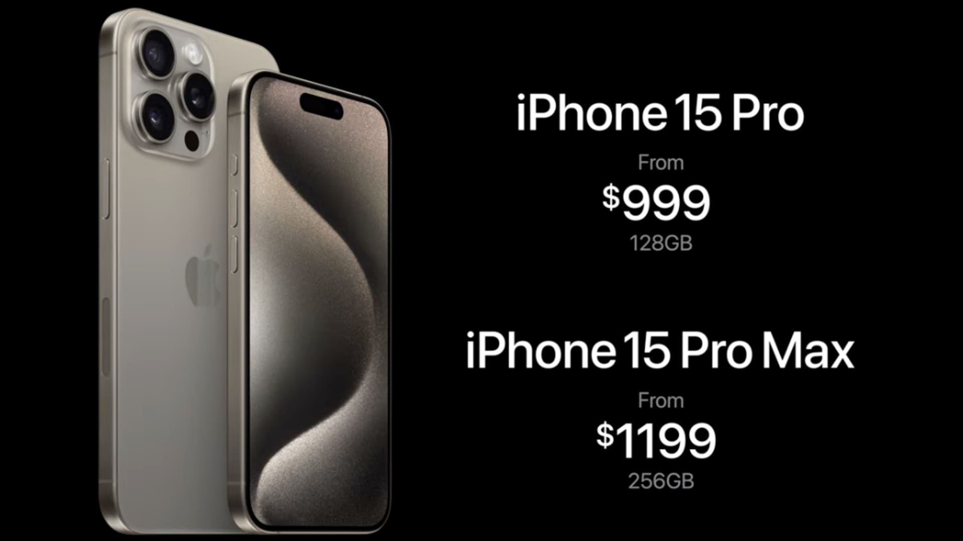 Apple iPhone 15 Pro and Pro Max pricing.