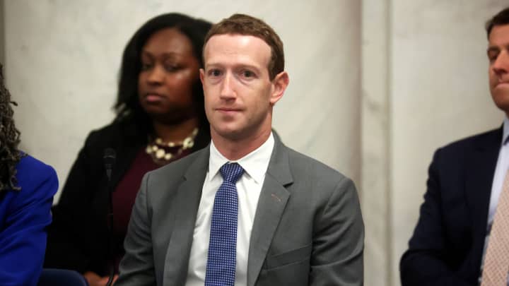 Facebook co-founder and Meta CEO Mark Zuckerberg sits in his seat inside a bipartisan Artificial Intelligence Insight Forum for all U.S. senators hosted by Senate Majority Leader Chuck Schumer at the U.S. Capitol in Washington, D.C., on Sept. 13, 2023.