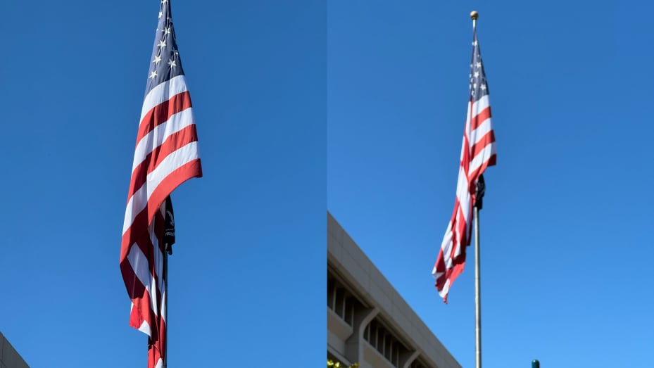 On the left, an iPhone 15 Pro Max photo taken at 5x zoom. On the right, an iPhone 15 Pro photo taken with 3x zoom.
