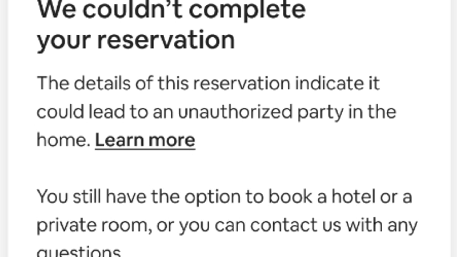 Airbnb's reservation screening system in action.