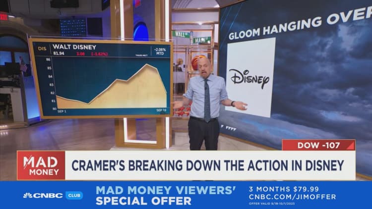 One thing Disney has that Netflix doesn't is theme parks, says Jim Cramer
