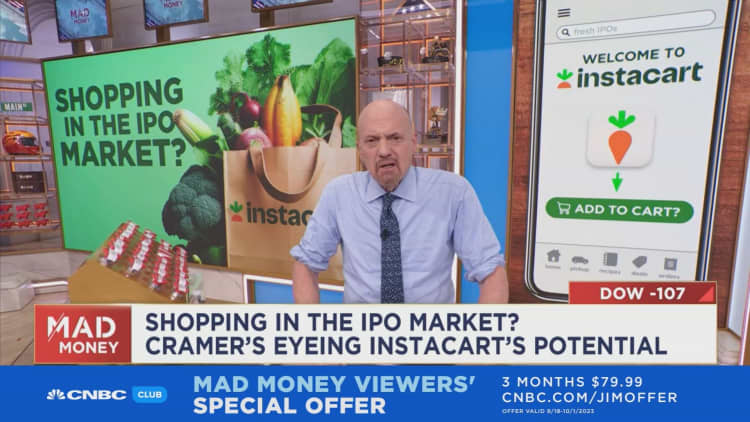 Instacart's order growth almost disappearing entirely is very discouraging, says Jim Cramer
