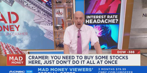 You need to buy some stocks here, just not all at once, says Jim Cramer