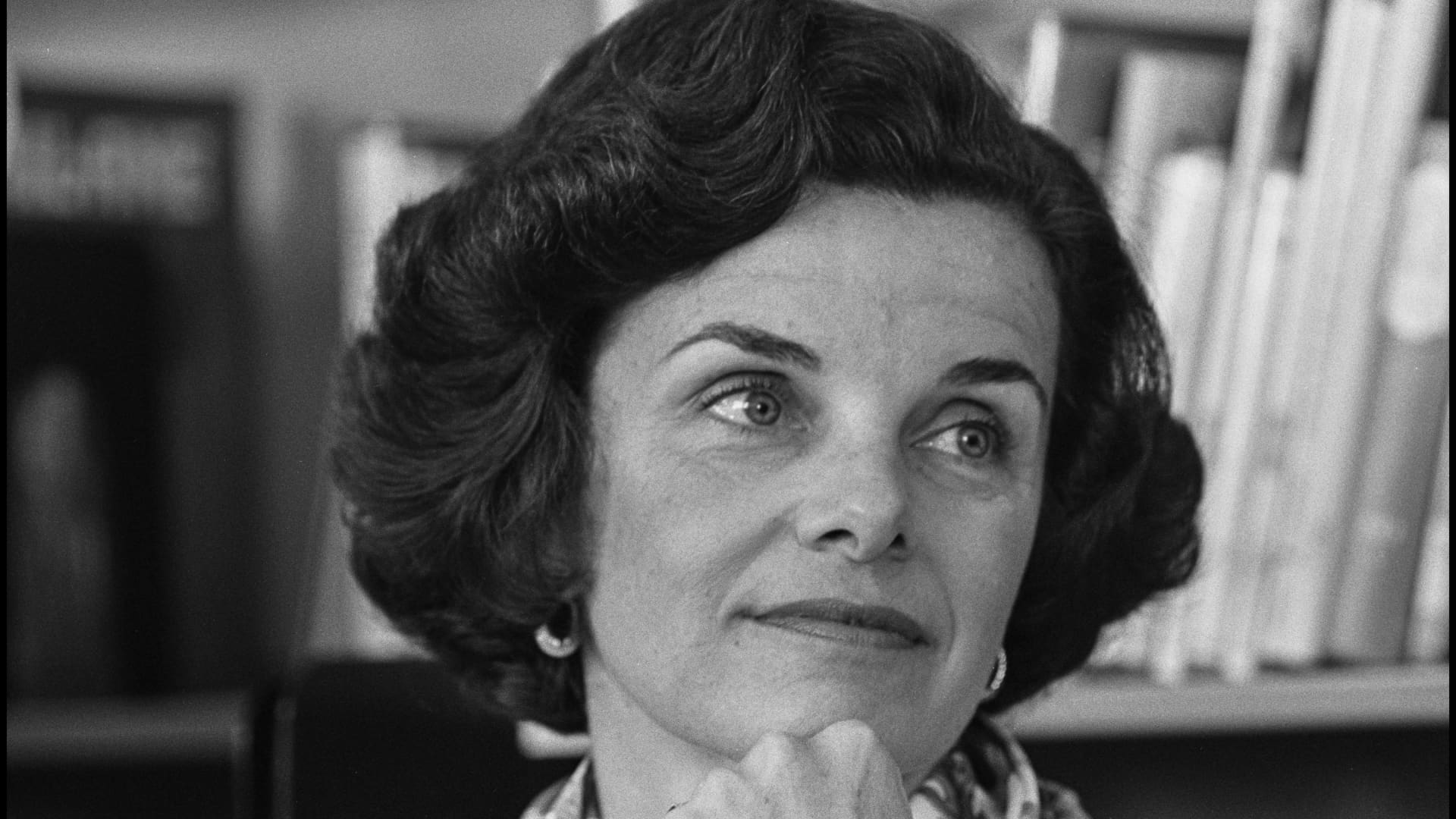 Close-up of American politician San Francisco Board of Supervisors member (and future US Senator) Dianne Feinstein as she attends a Candidates' Day event at the Douglas School, San Francisco, California, September 1979. 