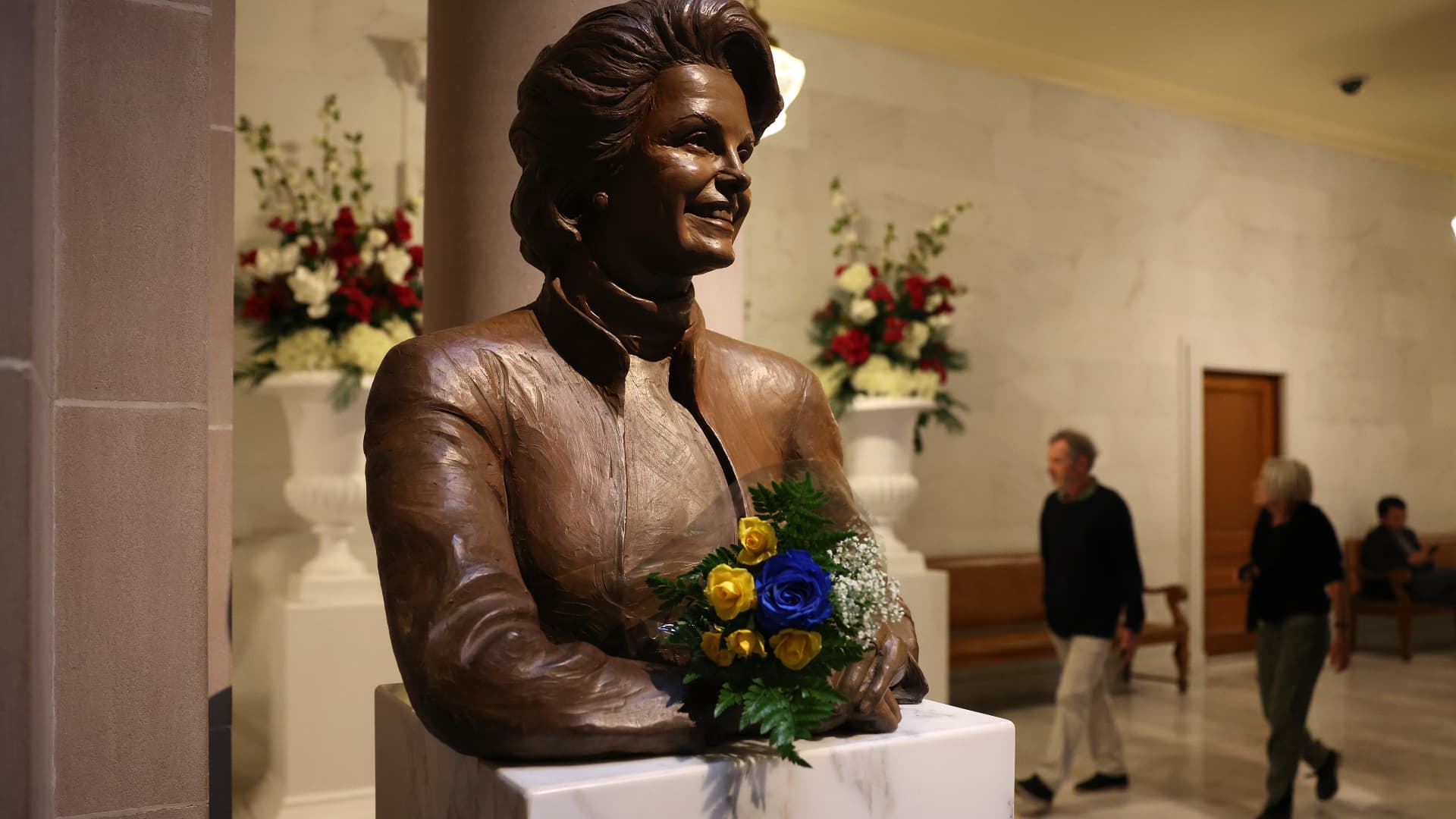 A bust of U.S. Sen. Dianne Feinstein (D-CA) is displayed inside San Francisco City Hall on September 29, 2023 in San Francisco, California.