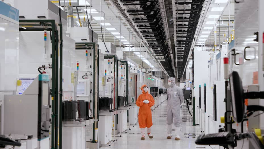 GlobalFoundries' Fab 8 in Malta, New York, where Equipment Engineering Manager Chris Belfi led CNBC's Katie Tarasov on a tour on September 5, 2023.