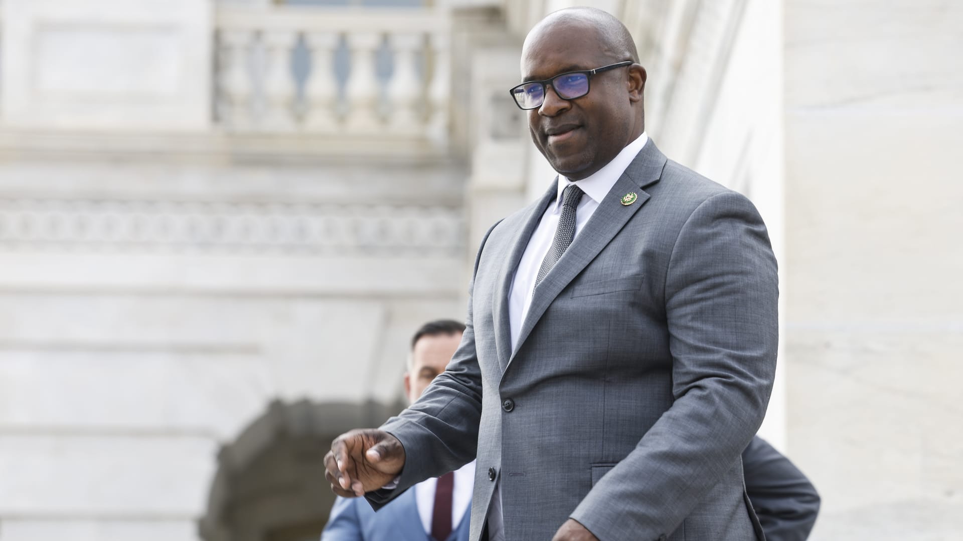 Rep. Jamaal Bowman (D-NY) leaves the U.S. Capitol Building on May 23, 2023 in Washington, DC.
