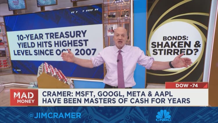 Skyrocketing bond yields are bad news for the bulk of the market, says Jim Cramer